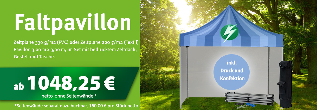 Faltpavillon ab 1048,25 € netto pro Stk. zzgl. Seitenwände